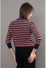 RD Style RD Style - Bruna Striped Crewneck Cardigan (Burgundy)