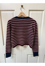 RD Style RD Style - Bruna Striped Crewneck Cardigan (Burgundy)