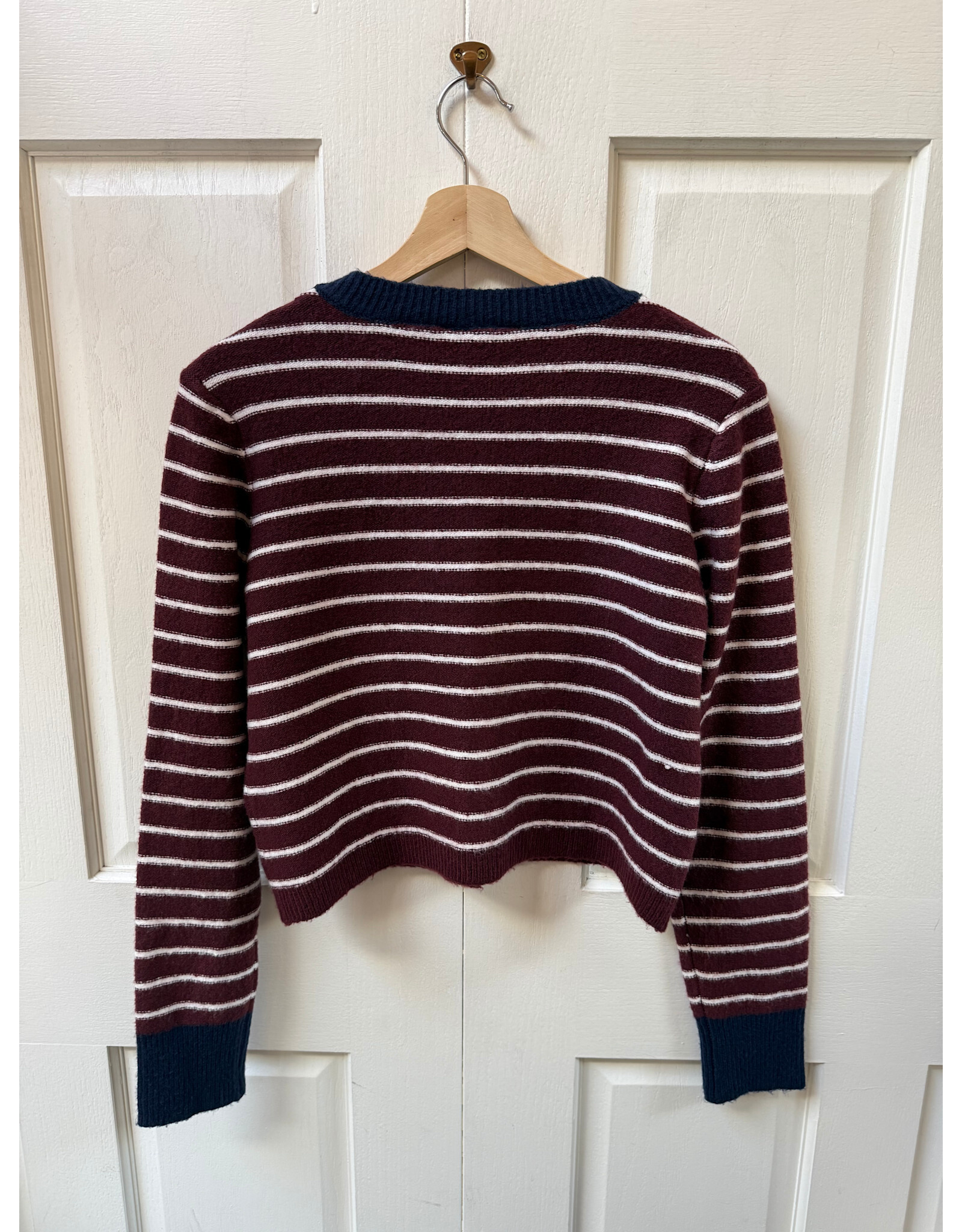 RD Style RD Style - Bruna Striped Crewneck Cardigan (Burgundy)