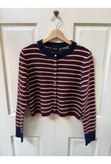 RD Style RD Style - Bruna Striped Crewneck Cardigan (Burgundy)