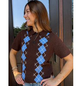 ICHI ICHI - Dasila Short Sleeve Polo Neck Sweater (Chicory)