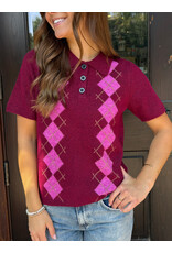 ICHI ICHI - Dasila Short Sleeve Polo Neck Sweater (Rhododendron)