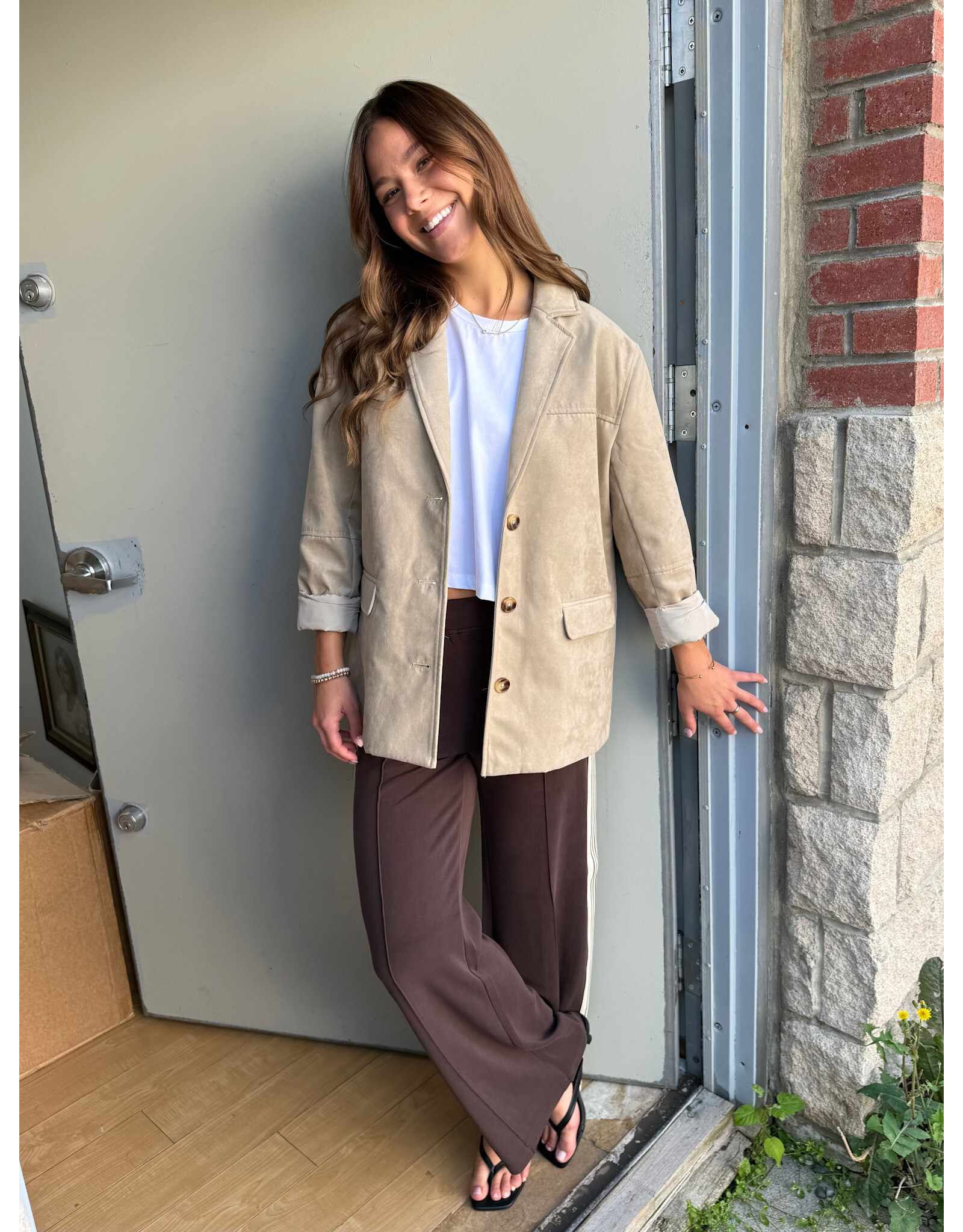 EsQualo EsQualo - Trousers with Tape Trim (Cacao Brown)
