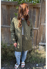 Kaffe Kaffe - Lelia Quilted Long Jacket (Olive Night)