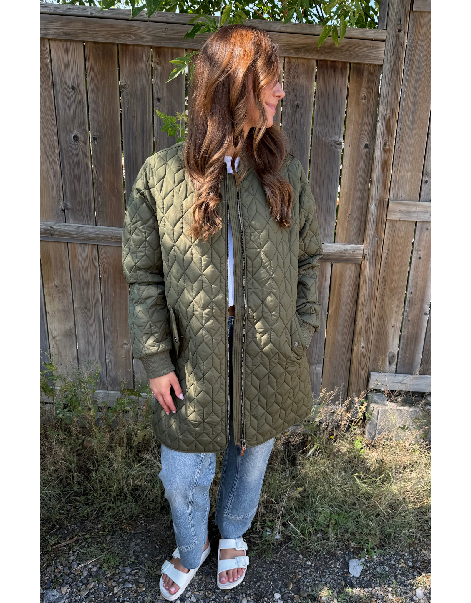 Kaffe Kaffe - Lelia Quilted Long Jacket (Olive Night)