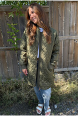 Kaffe Kaffe - Lelia Quilted Long Jacket (Olive Night)