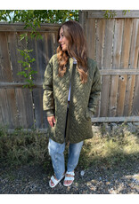 Kaffe Kaffe - Lelia Quilted Long Jacket (Olive Night)
