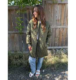 Kaffe Kaffe - Lelia Quilted Long Jacket (Olive Night)