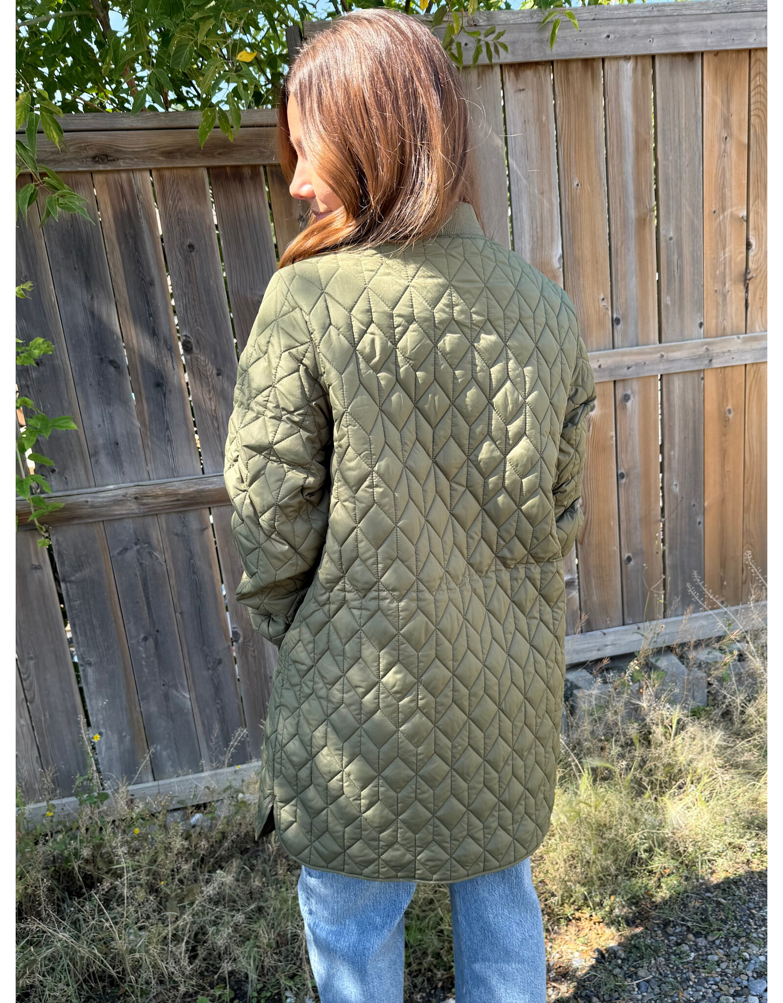 Kaffe Kaffe - Lelia Quilted Long Jacket (Olive Night)