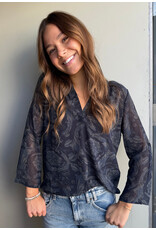 Papillon Papillon - Floral Tab Sleeve Shirt (Black)