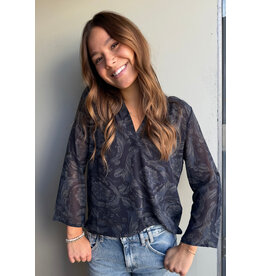 Papillon Papillon - Floral Tab Sleeve Shirt (Black)