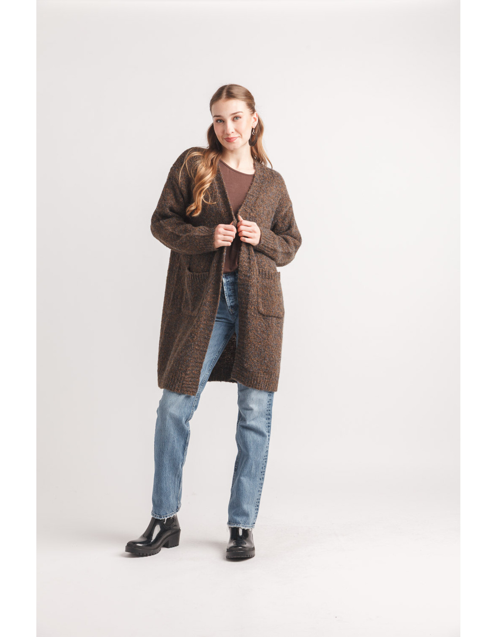 Papillon Papillon - Open Cardigan with Pockets (Brown)