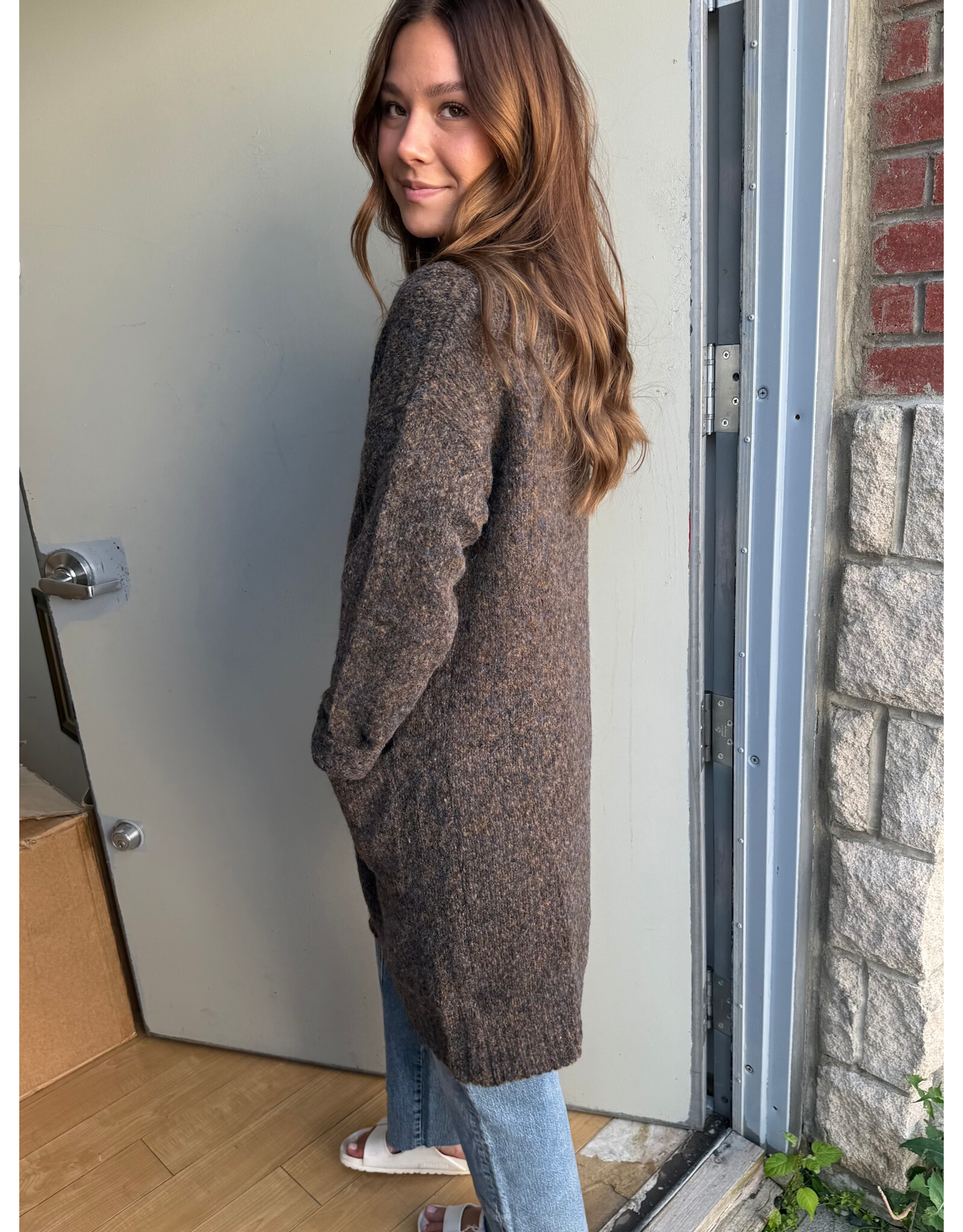 Papillon Papillon - Open Cardigan with Pockets (Brown)