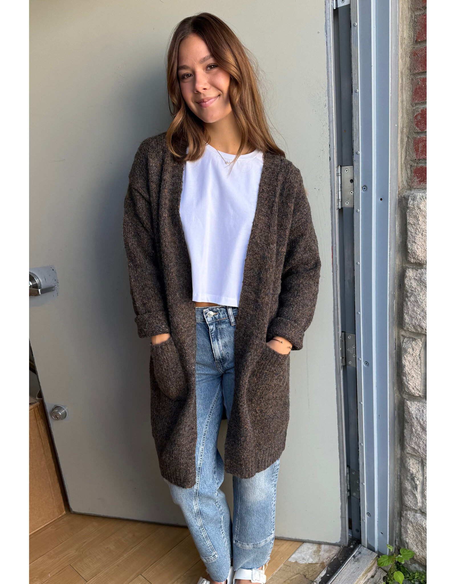 Papillon Papillon - Open Cardigan with Pockets (Brown)