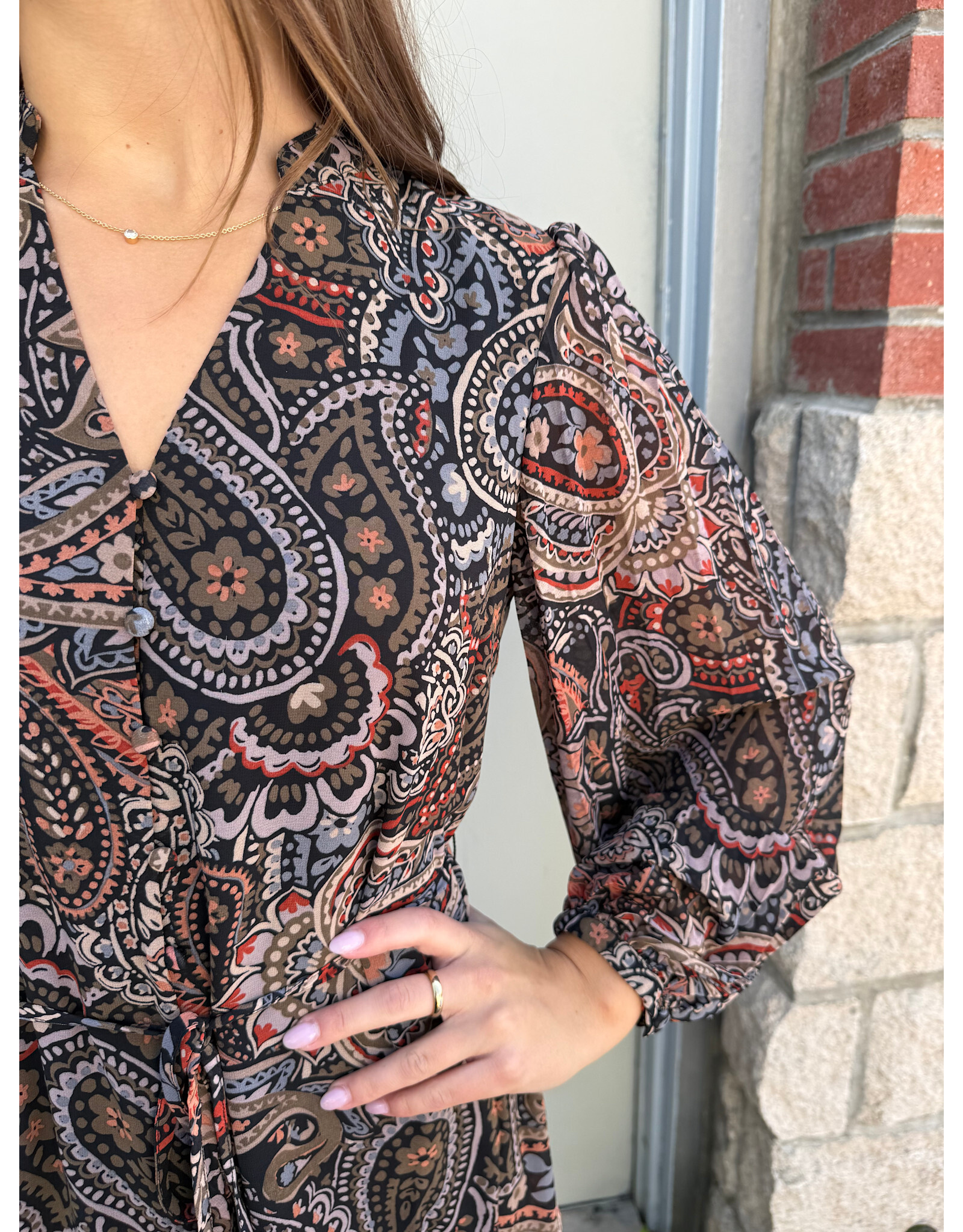 Papillon Papillon - Paisley Print Long Sleeve Dress