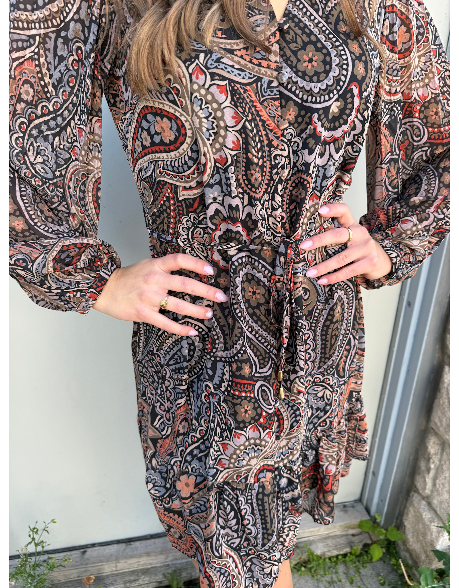 Papillon Papillon - Paisley Print Long Sleeve Dress