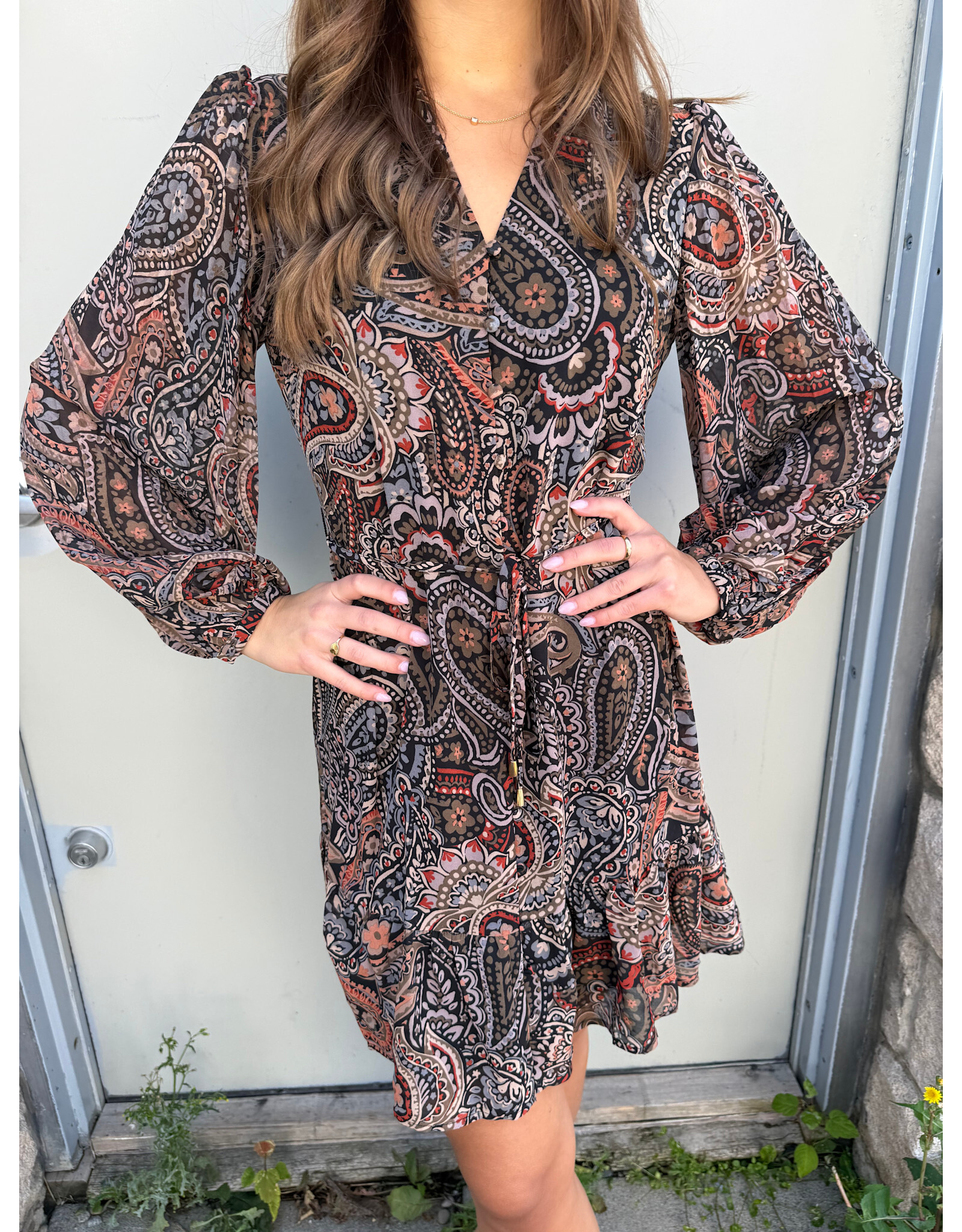 Papillon Papillon - Paisley Print Long Sleeve Dress