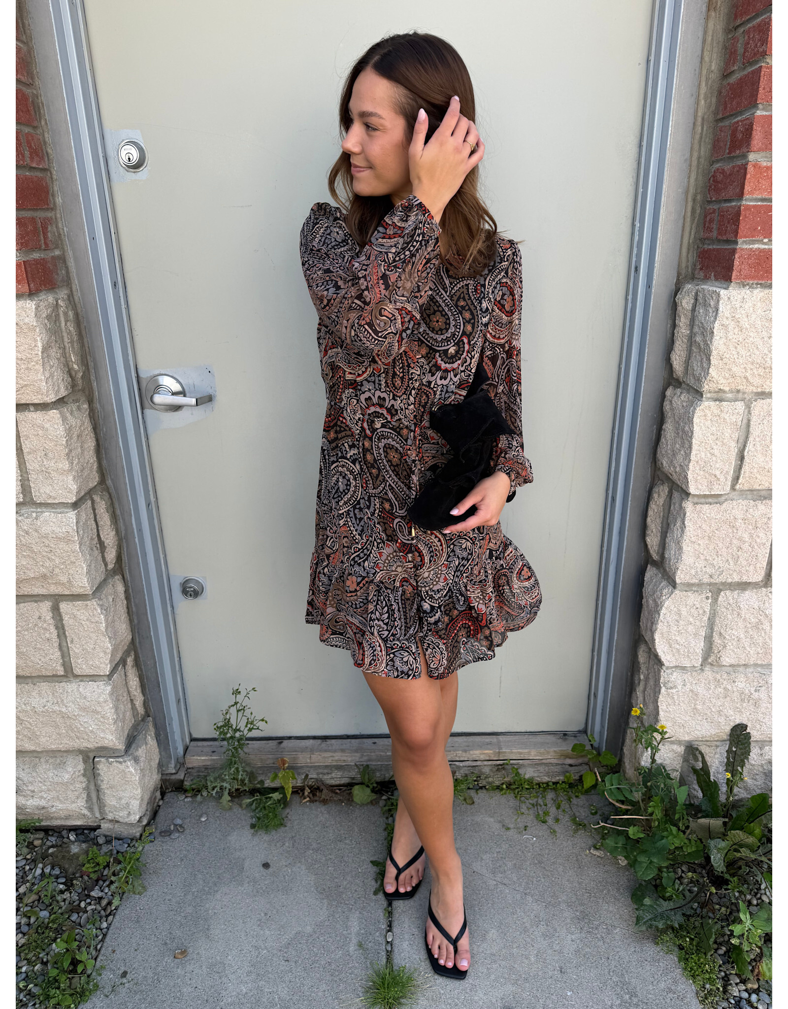 Papillon Papillon - Paisley Print Long Sleeve Dress