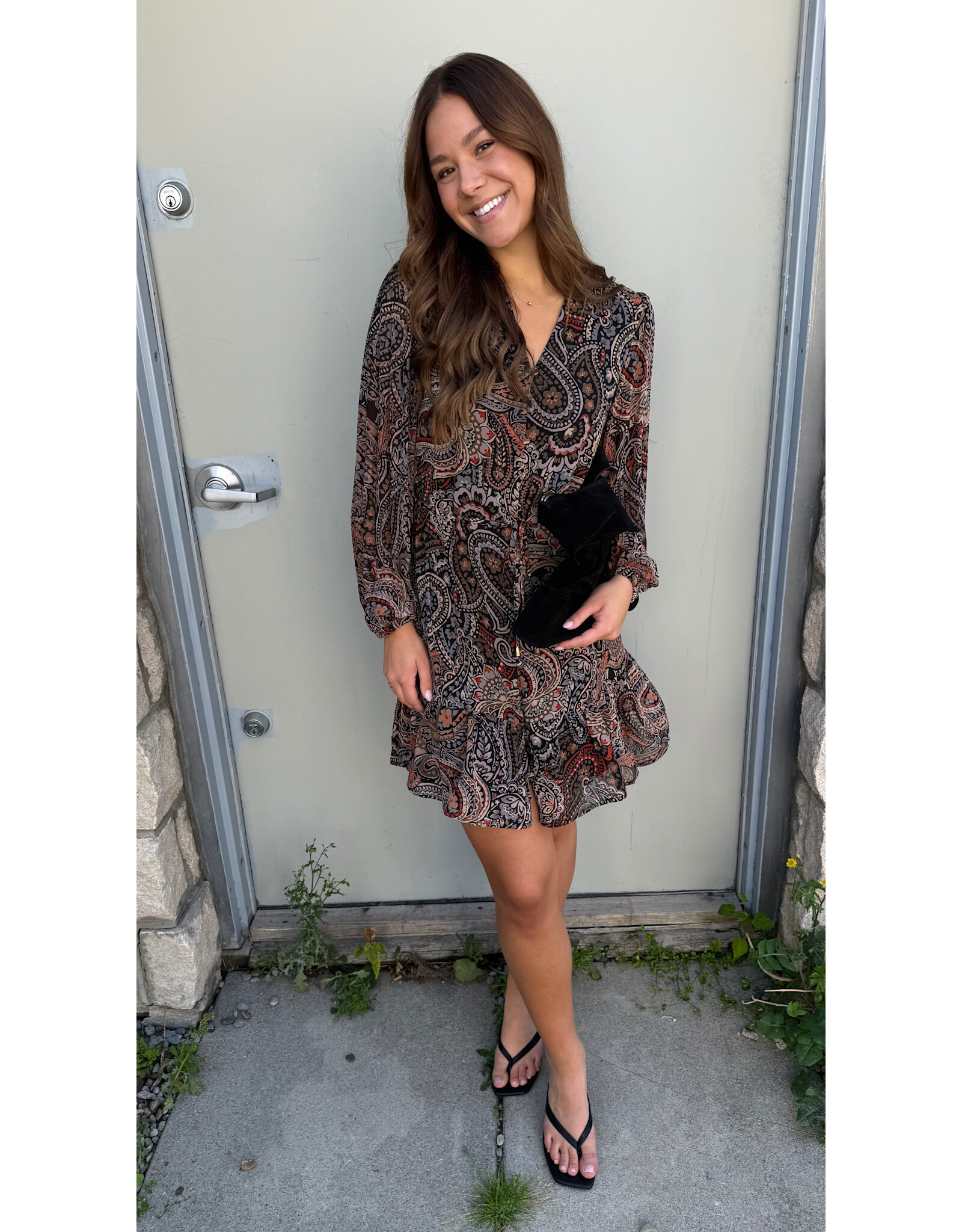 Papillon Papillon - Paisley Print Long Sleeve Dress