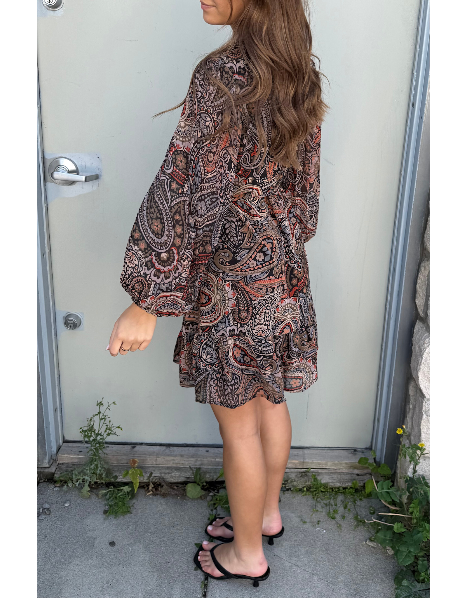 Papillon Papillon - Paisley Print Long Sleeve Dress