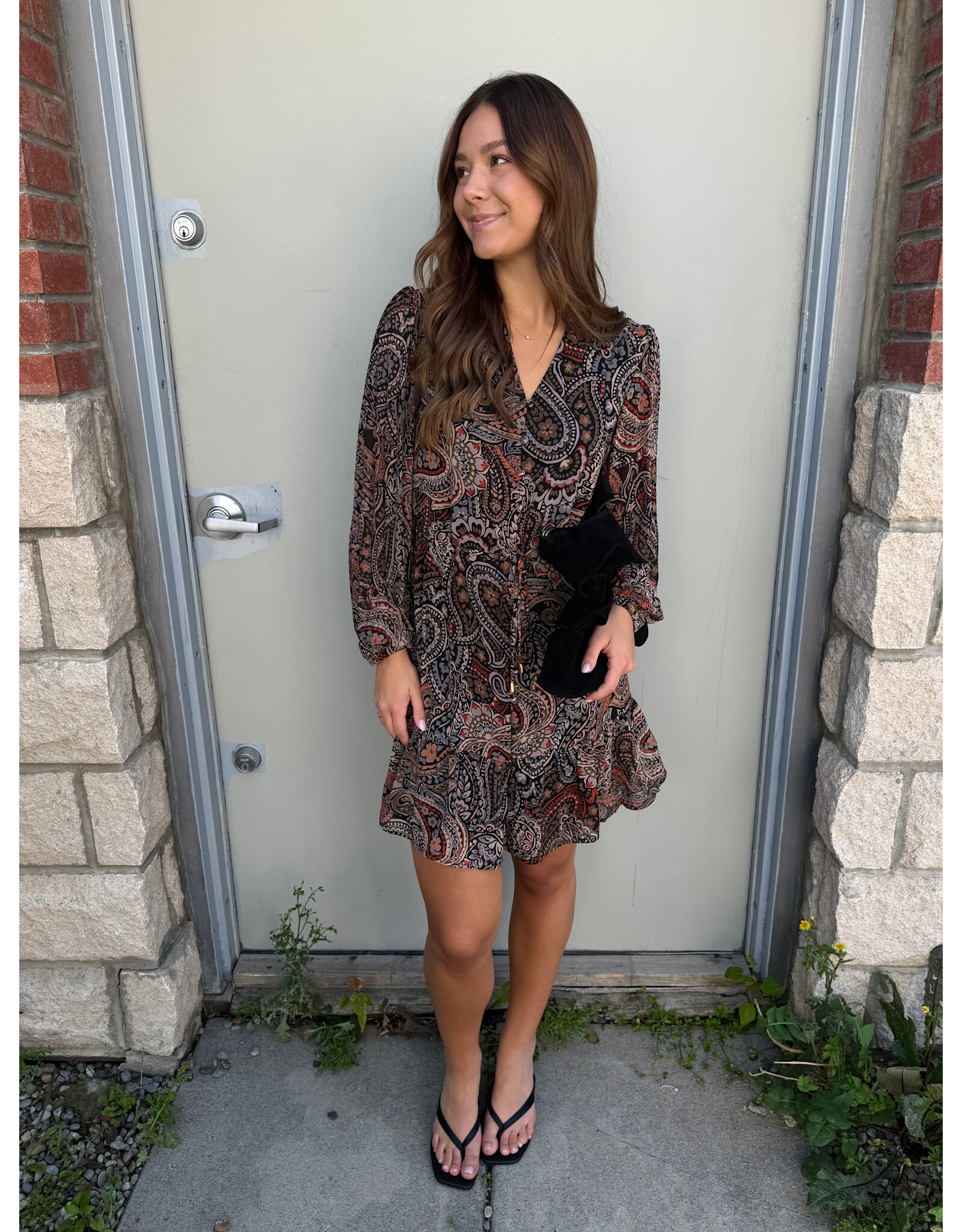 Papillon Papillon - Paisley Print Long Sleeve Dress
