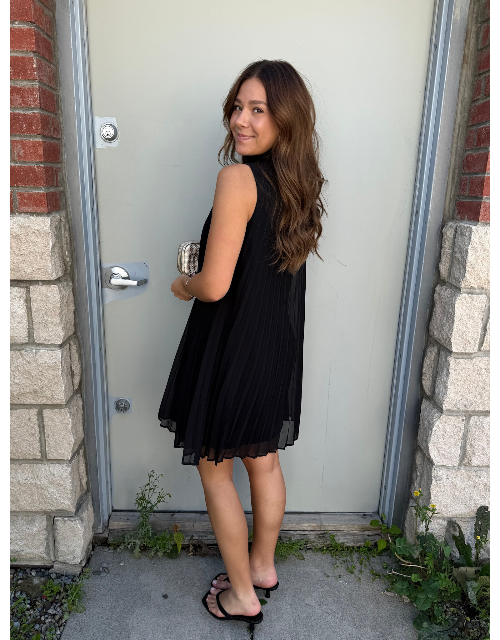 Papillon Papillon - Permanent Pleat Mock Neck Dress (Black)