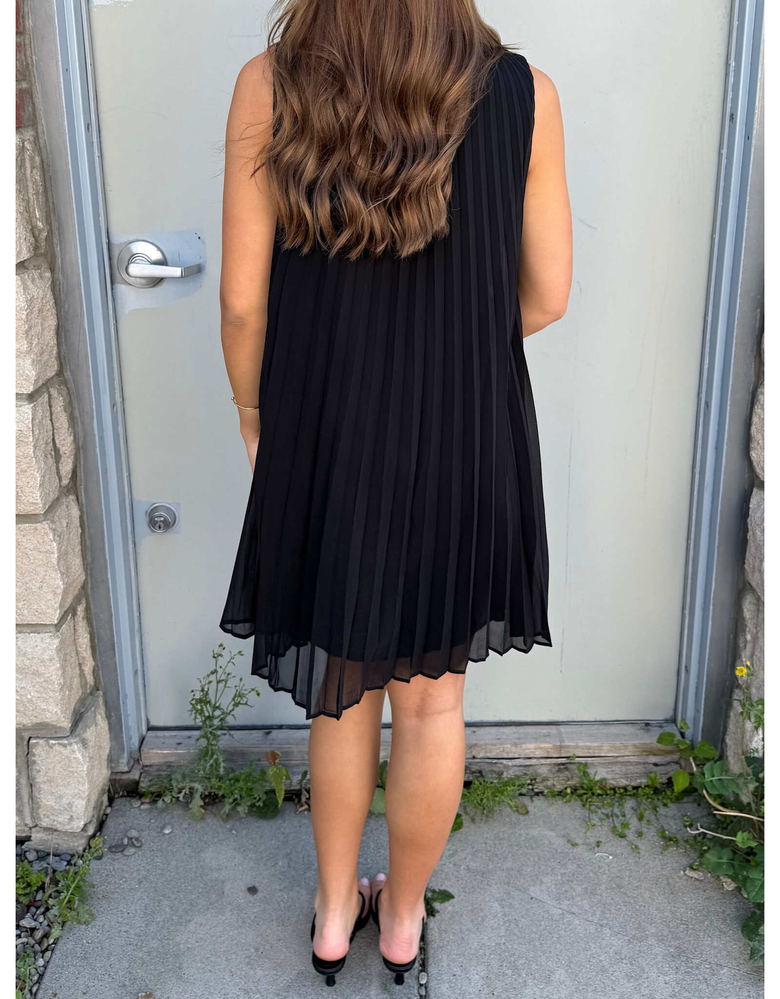 Papillon Papillon - Permanent Pleat Mock Neck Dress (Black)