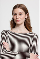 ICHI ICHI  - Cella Long Sleeve Striped Shirt (Chocolate)