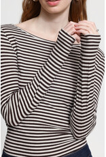ICHI ICHI  - Cella Long Sleeve Striped Shirt (Chocolate)