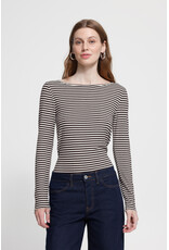 ICHI ICHI  - Cella Long Sleeve Striped Shirt (Chocolate)