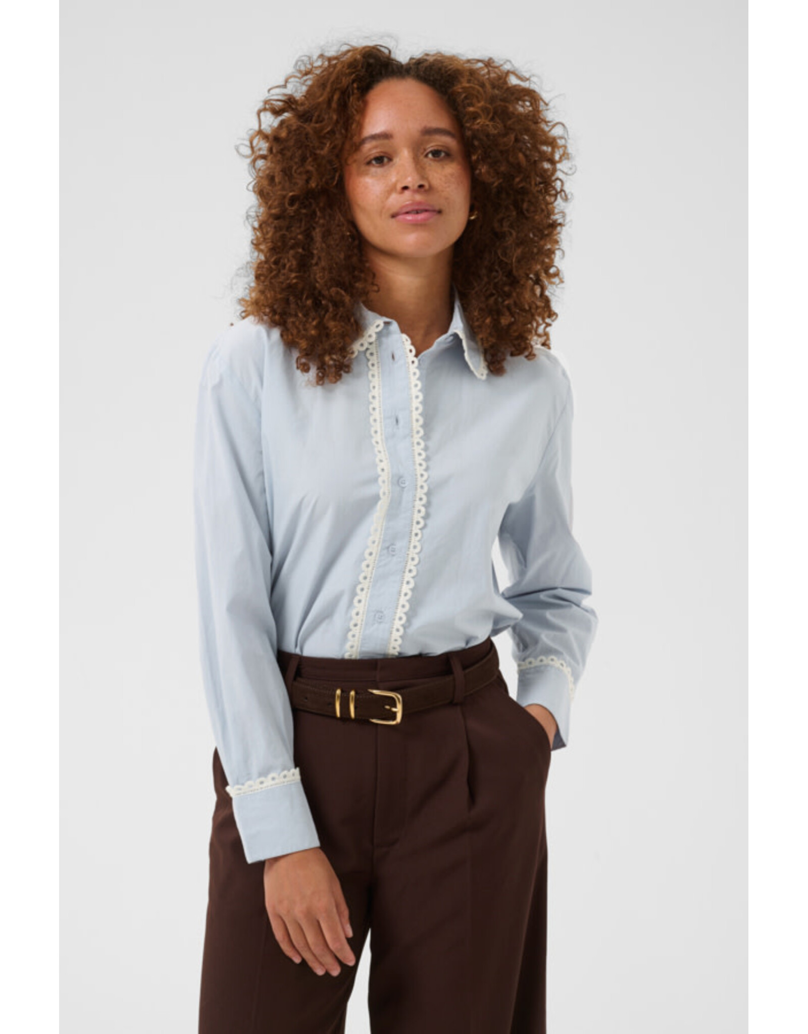 Kaffe Kaffe - Ketty Button Up Blouse (Blue Fog)