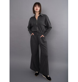 RD Style RD Style - Caressa Striped Soft Knit Wide Leg Pant (Charcoal)