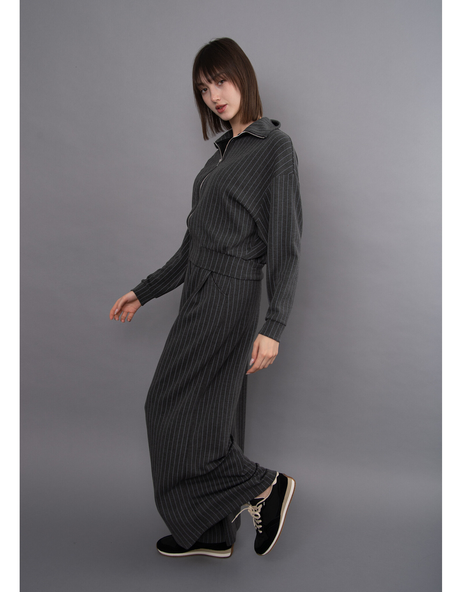 RD Style RD Style - Caressa Striped Soft Knit Wide Leg Pant (Charcoal)