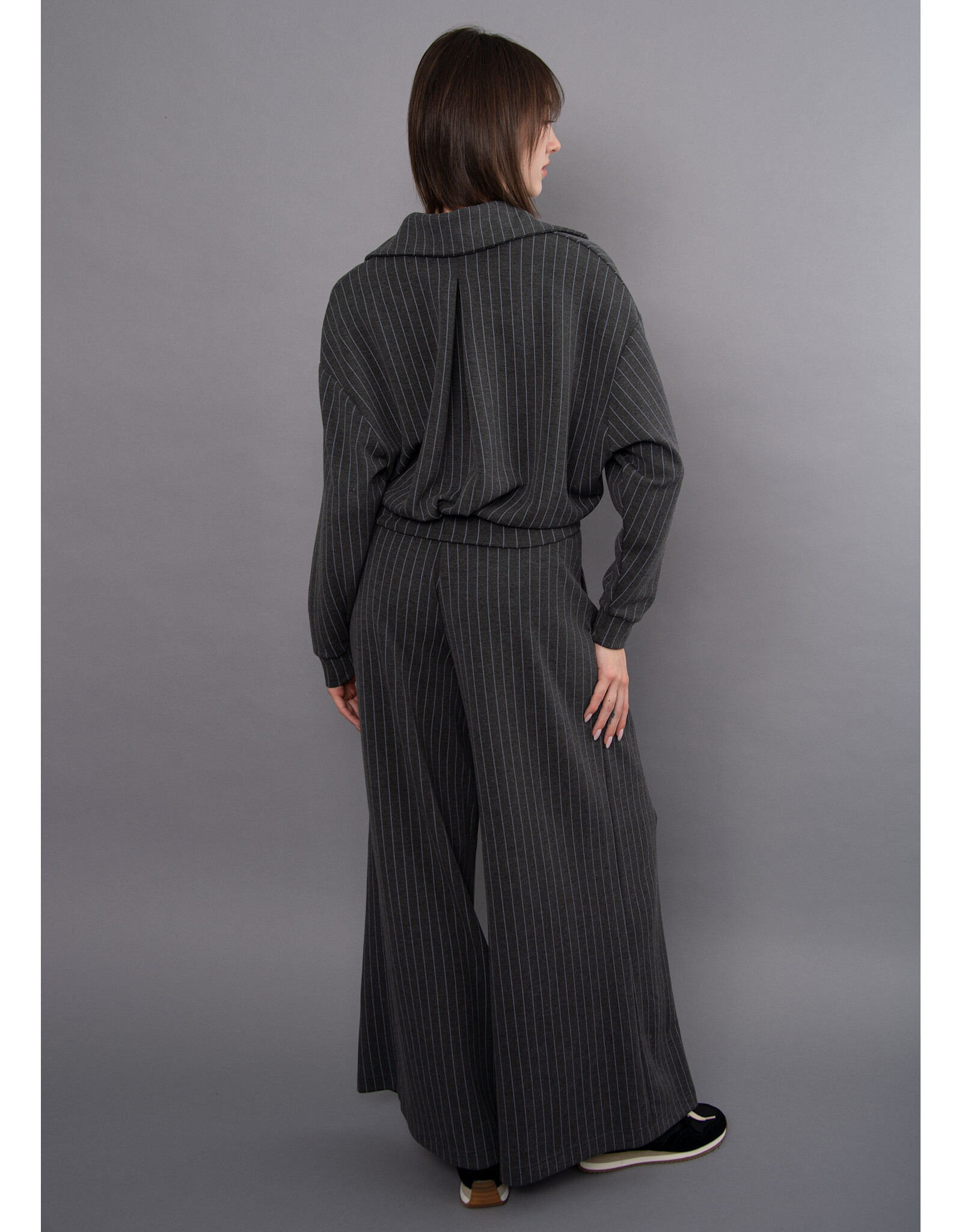 RD Style RD Style - Caressa Striped Soft Knit Wide Leg Pant (Charcoal)