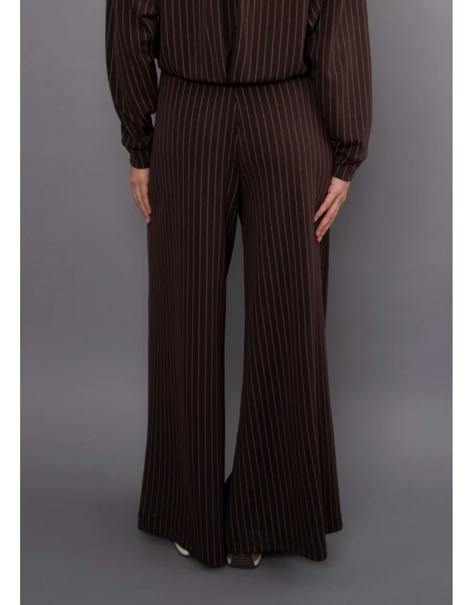 RD Style RD Style - Caressa Striped Soft Knit Wide Leg Pant (Brown)