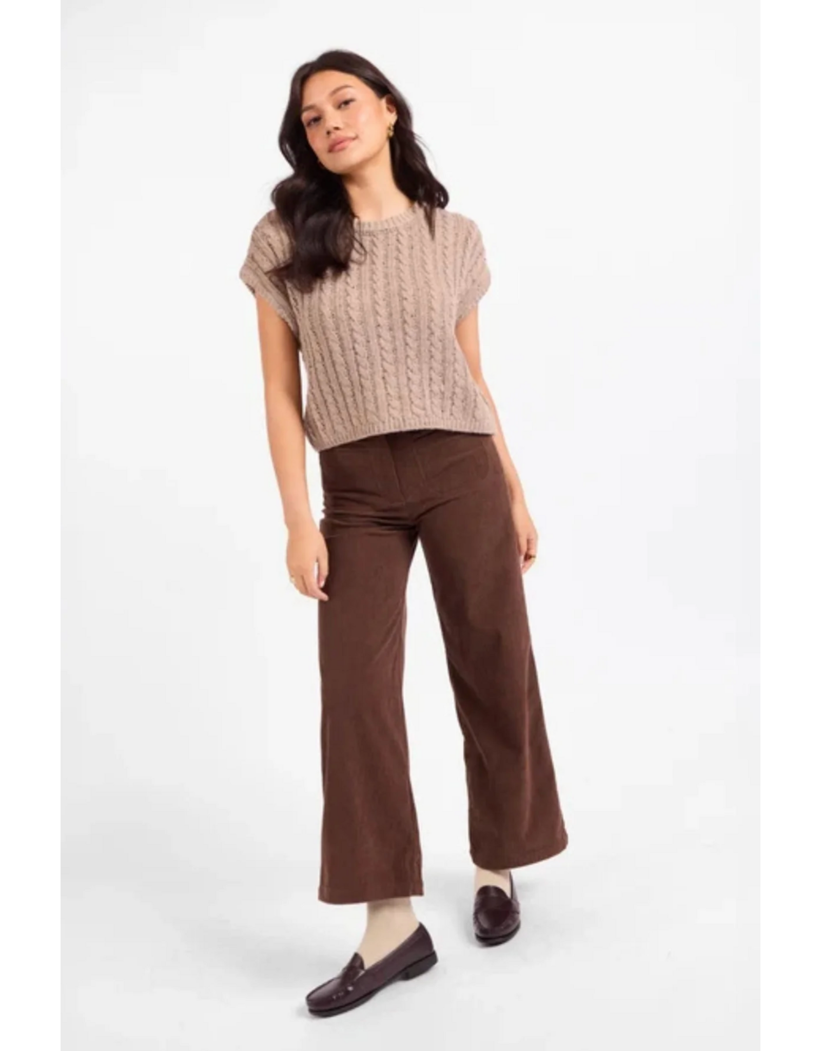 Sadie & Sage Sadie & Sage - Effortless Cable Knit Sweater Tank (Grey - Beige)