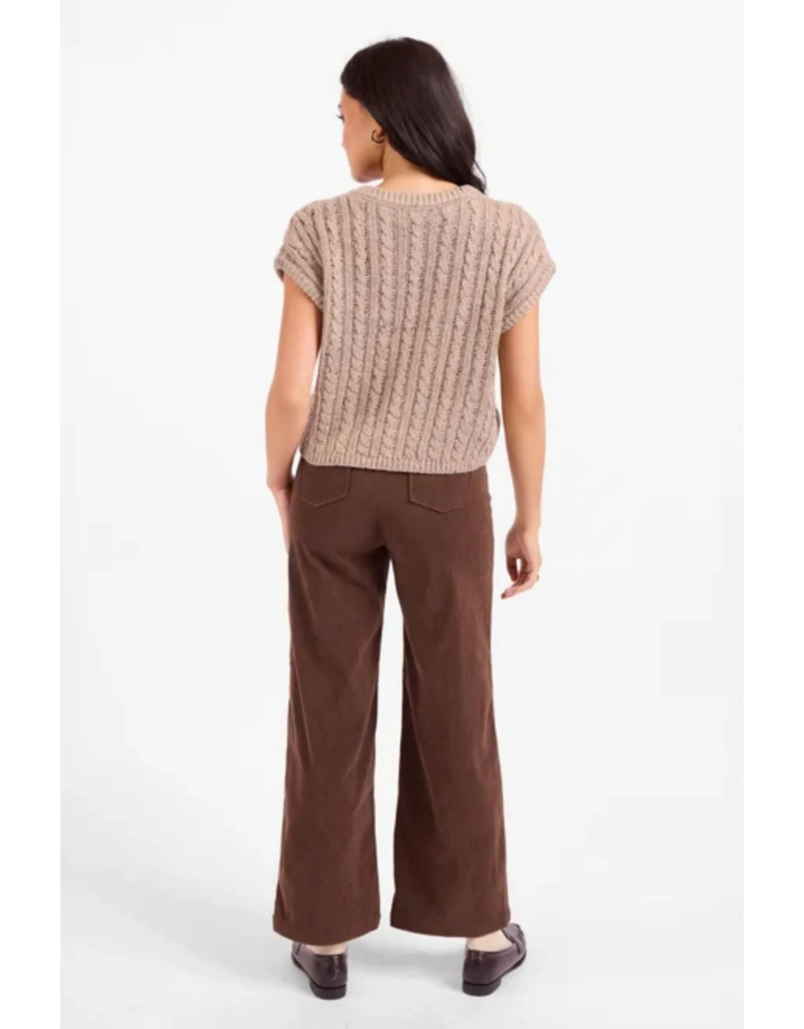 Sadie & Sage Sadie & Sage - Effortless Cable Knit Sweater Tank (Grey - Beige)