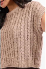 Sadie & Sage Sadie & Sage - Effortless Cable Knit Sweater Tank (Grey - Beige)