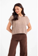 Sadie & Sage Sadie & Sage - Effortless Cable Knit Sweater Tank (Grey - Beige)