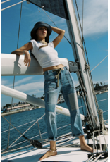 Free people Free People - Moxie Low Slung Pull on Barrel Jean (Truest Blue)