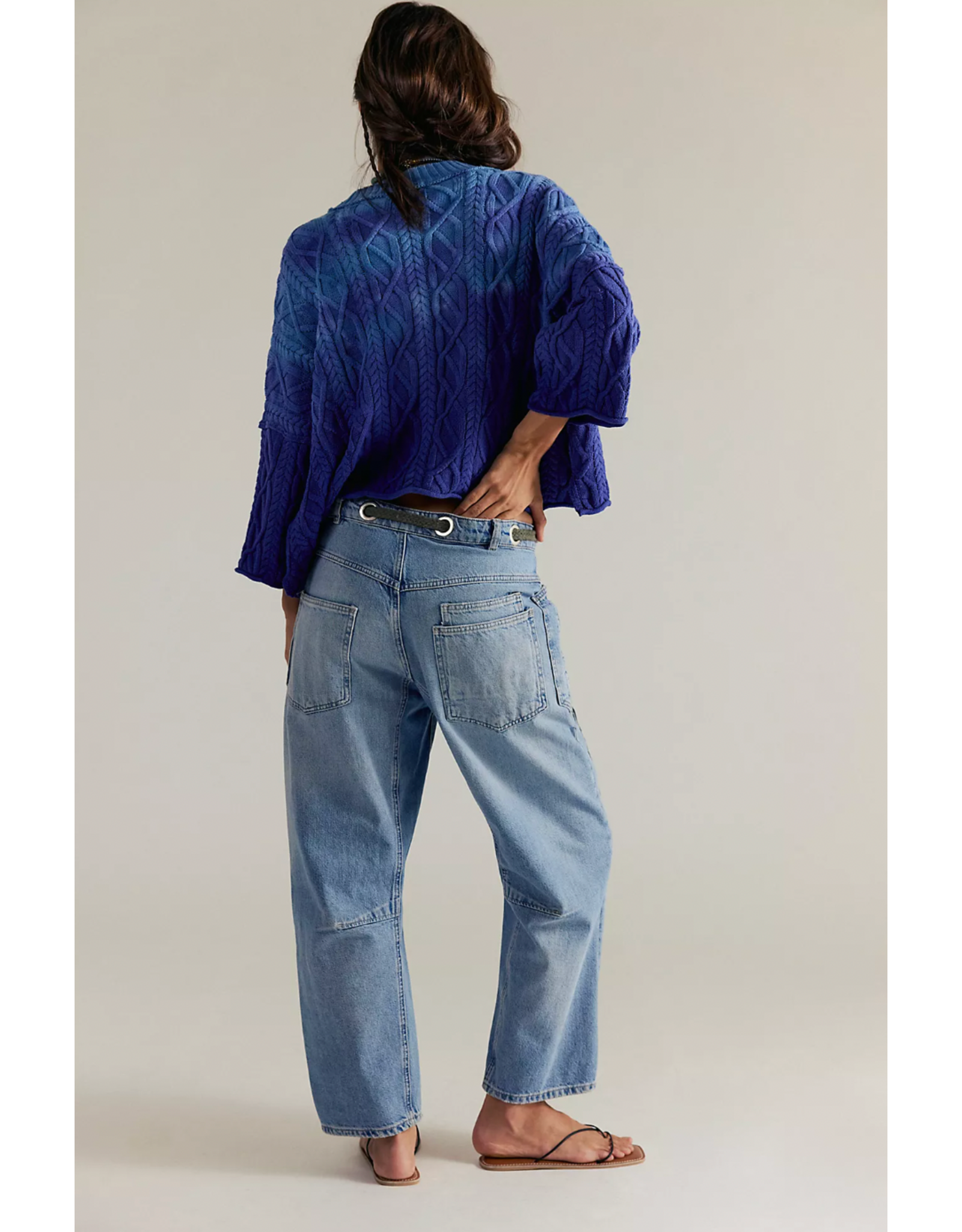 Free people Free People - Moxie Low Slung Pull on Barrel Jean (Truest Blue)