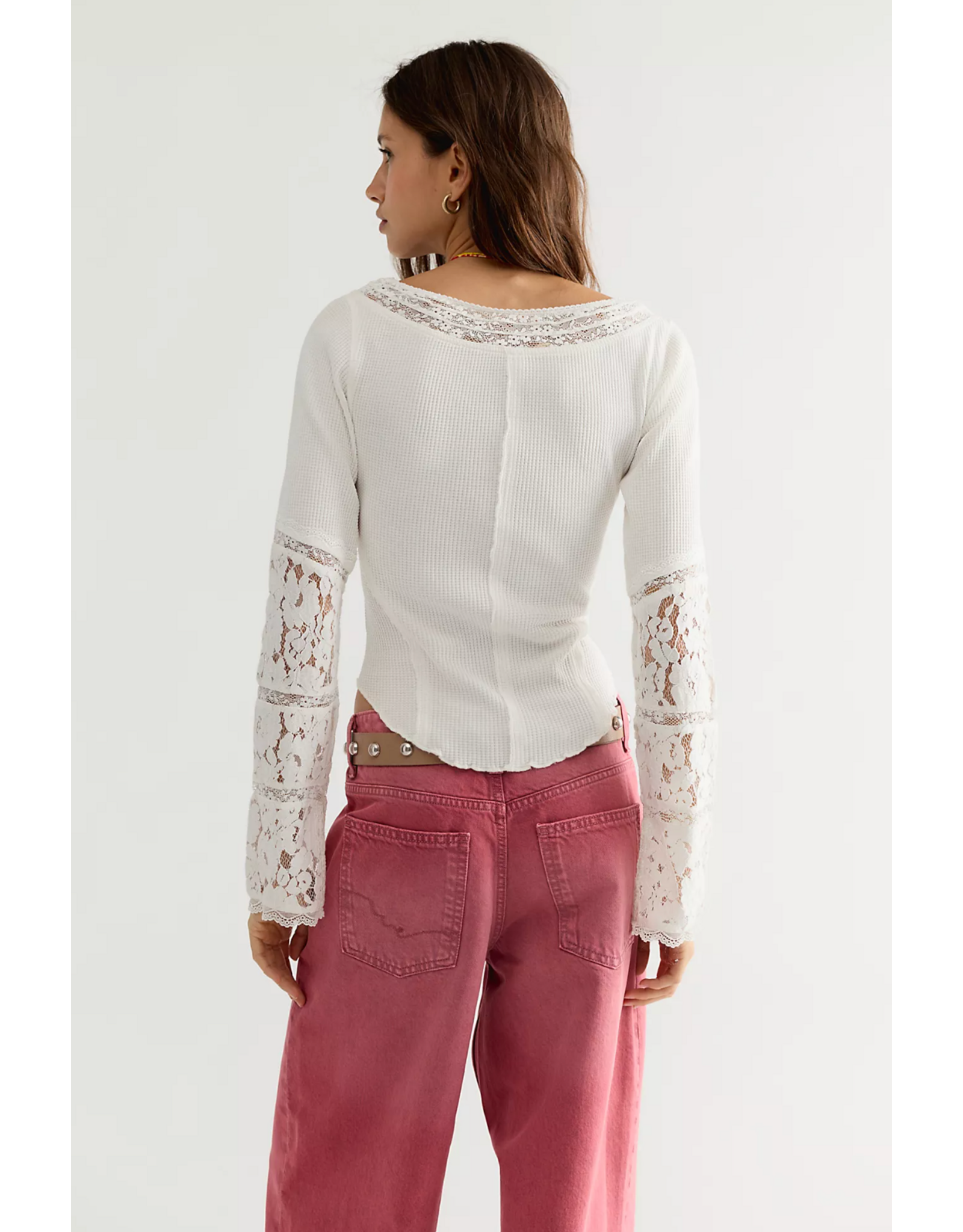 Free people Free People - Amber Lace Cuff Long Sleeve Top (White)