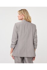 EsQualo EsQualo - 3/4 Sleeve Herringbone Blazer (Light Grey)