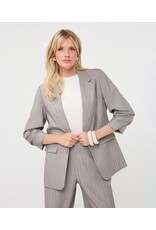 EsQualo EsQualo - 3/4 Sleeve Herringbone Blazer (Light Grey)