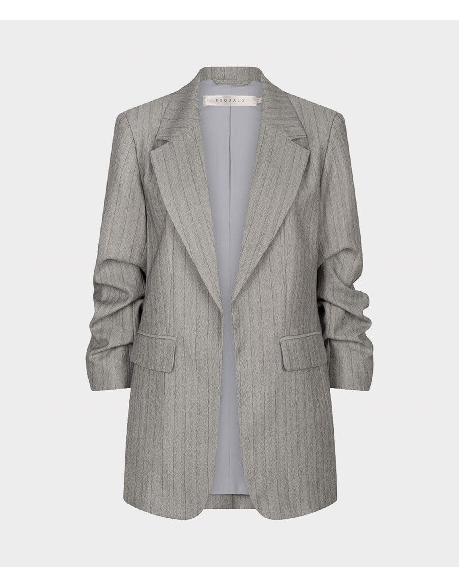 EsQualo EsQualo - 3/4 Sleeve Herringbone Blazer (Light Grey)