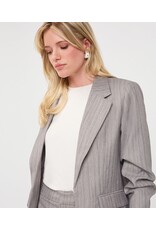 EsQualo EsQualo - 3/4 Sleeve Herringbone Blazer (Light Grey)