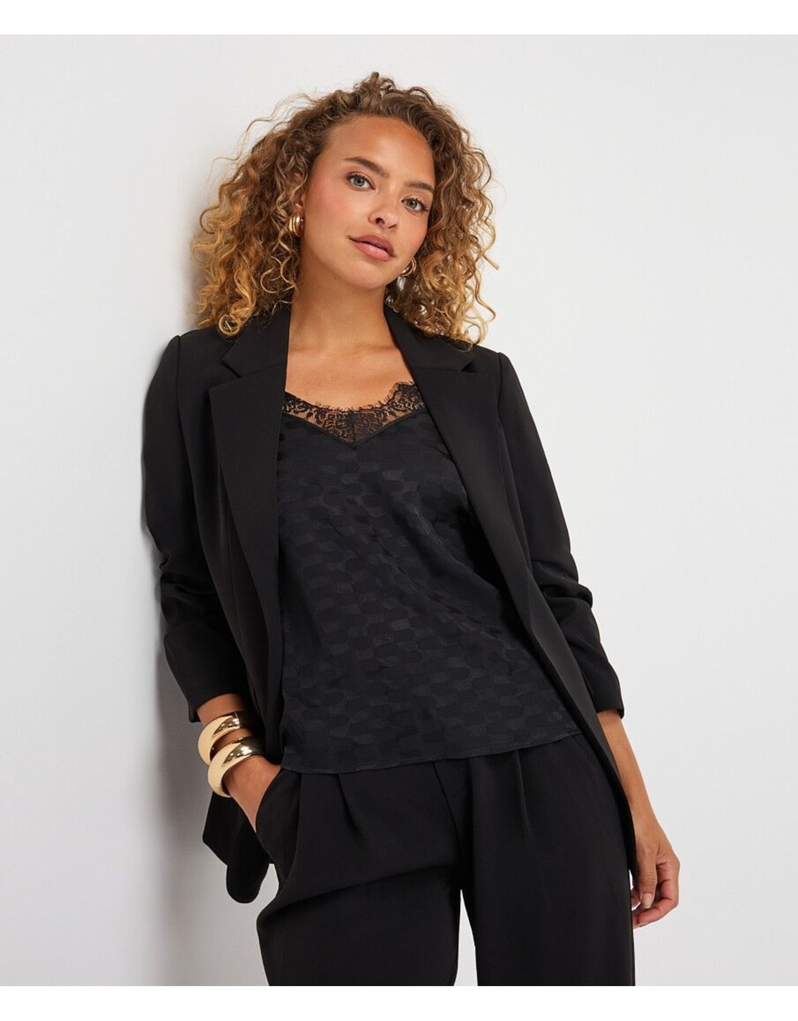 EsQualo EsQualo - 3/4 Sleeve Blazer (Black)