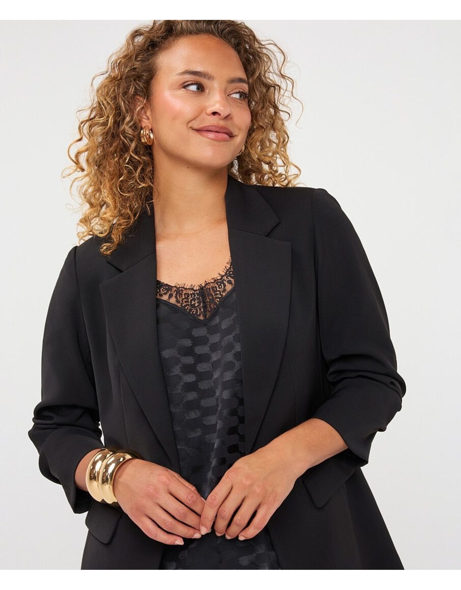 EsQualo EsQualo - 3/4 Sleeve Blazer (Black)
