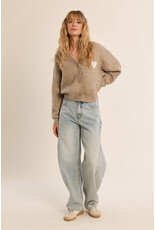 Molly Bracken Molly Bracken - Cardigan with Heart Detail (Beige)