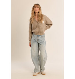 Molly Bracken Molly Bracken - Cardigan with Heart Detail (Beige)